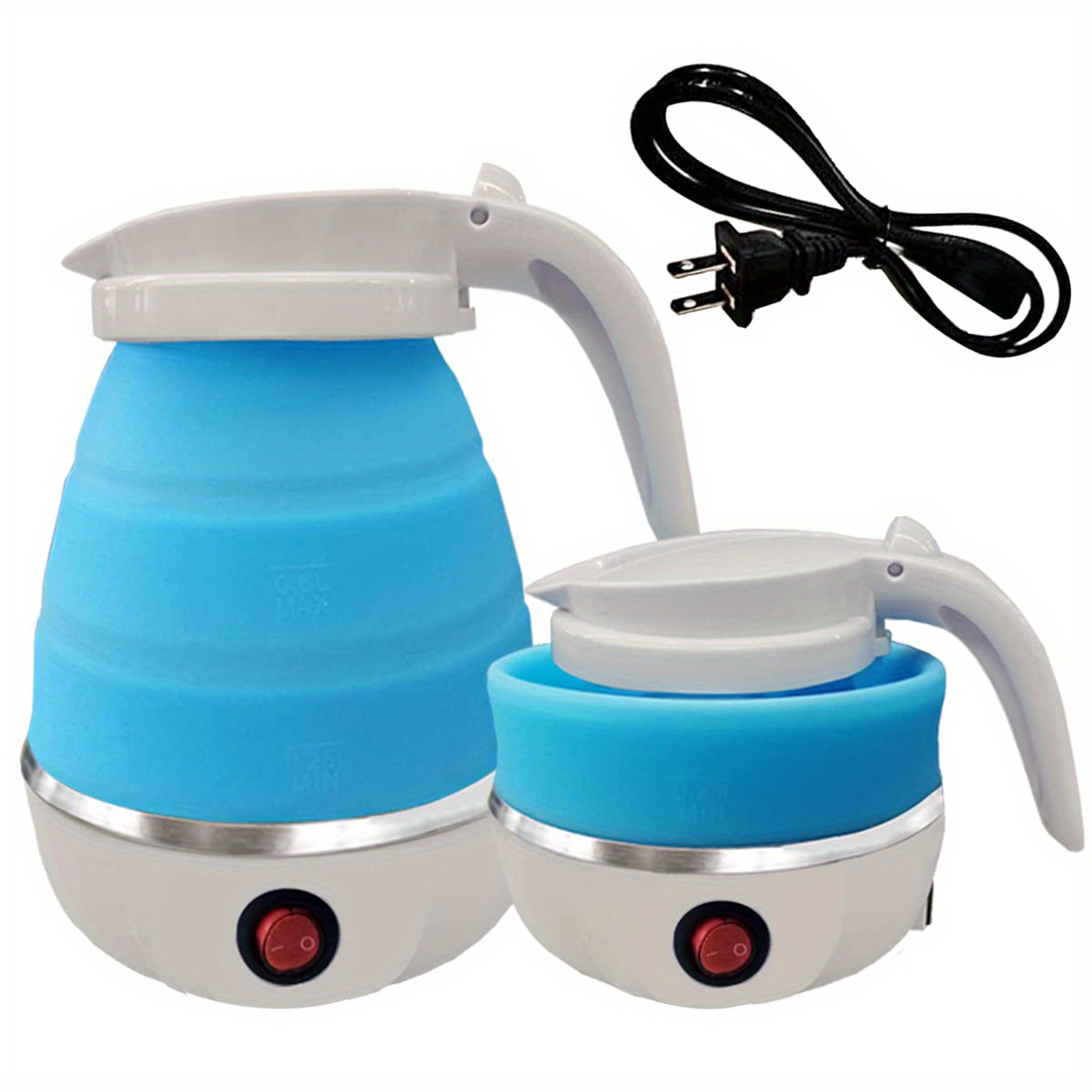 Foldable Portable Kettle | Travel Kettle - Upgraded Food Grade Silicone, 5  Mins Heater To Quickly Foldable Electric Kettle, White 600ML