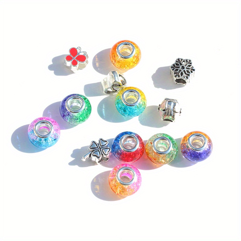 Shiny Resin Beads Rainbow Large Hole Loose Spacer Bead For - Temu