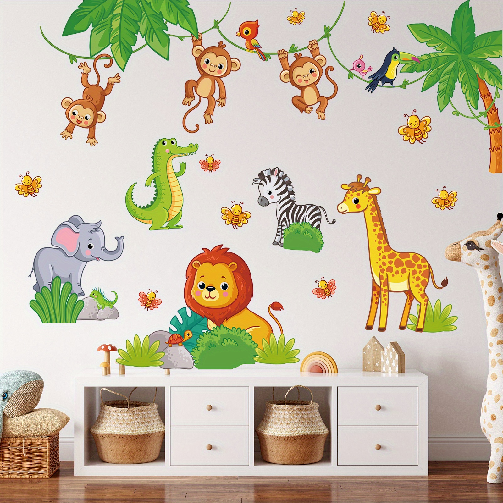 1pc Foresta Baby Animals Stickers Murali Elefante Leone - Temu Italy