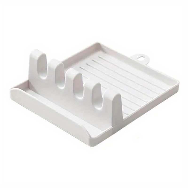 Green & White Plastic Multi-Functional Spatula Holder/Rest for Kitchen  Utensils