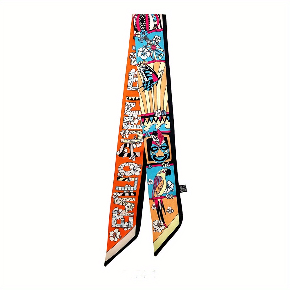 Vintage Pattern Silk Neckerchief Hair Ribbon Handbag Wrap