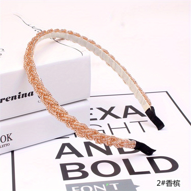 Retro Boho Beaded Hairband Solid Headband Hair Accessories for Women