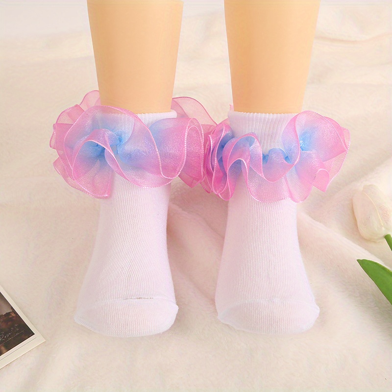 Girls Shiny Lace Dance Socks Tube Socks - Temu