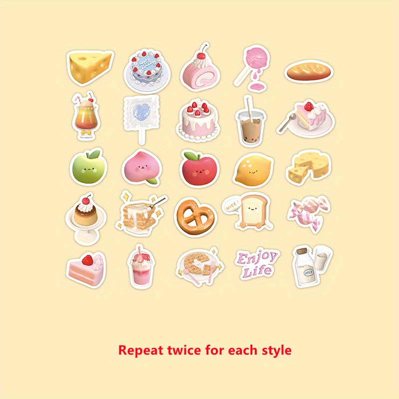 50pcs cute Food Stickers For scrapbooking on Notebooks Stationery