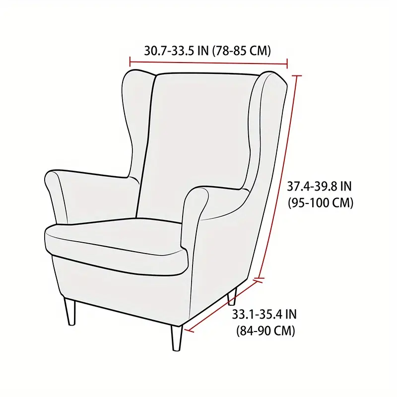 2pcs set stretch chair covers wingback chair slipcover with elastic bottom armchair sofa cover furniture protector for living room bedroom office decor details 2