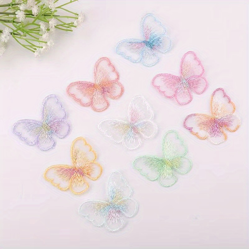 Embroidered Mesh Gauze Butterfly Appliques For Headwear - Temu