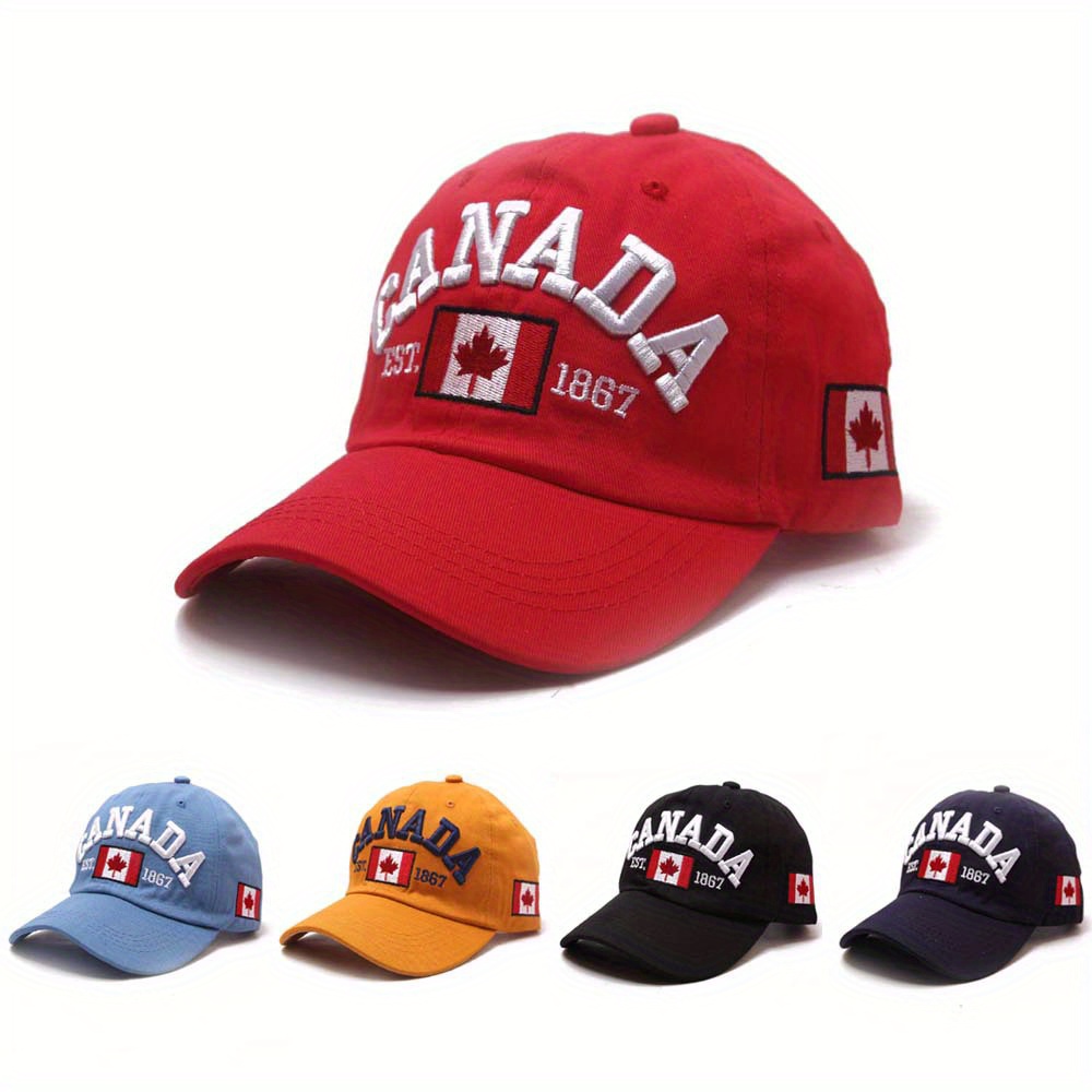 Cappello da baseball ricamato con bandiera canadese, cappelli patriottici del Canada, cappelli per uomini dettagli 0
