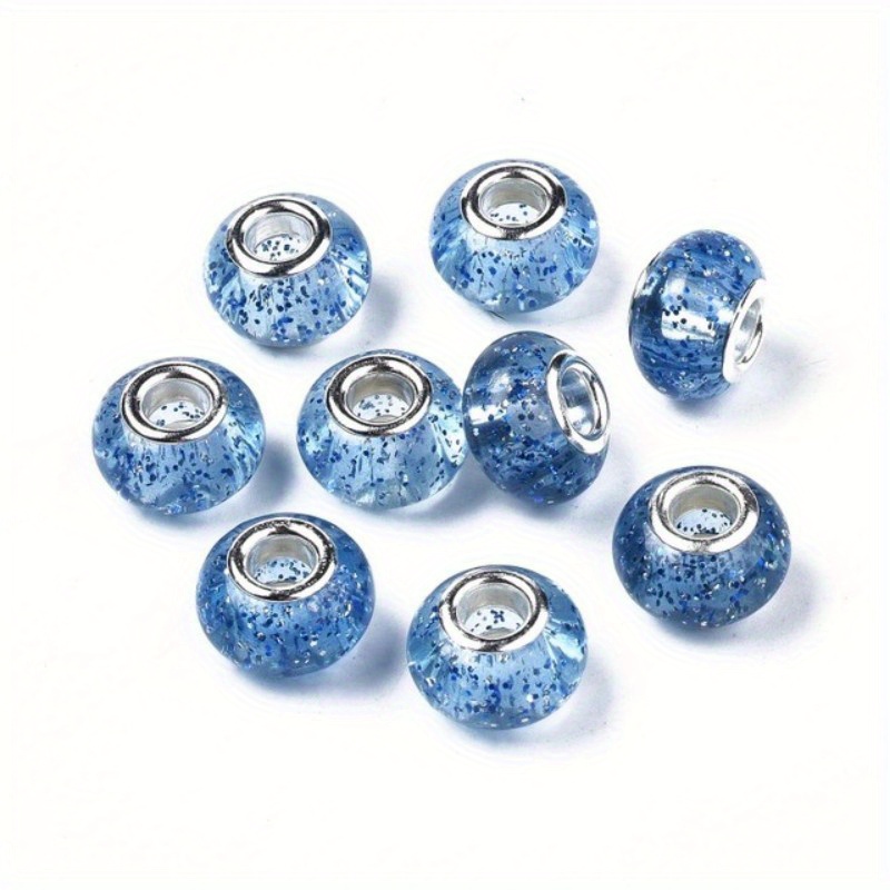 DIEWU 8mm Acrylic Beads for Bracelets Jewelry Making, Colorful Loose Spacer  Bead DIY Necklace Crafts Bead(Lake Blue)