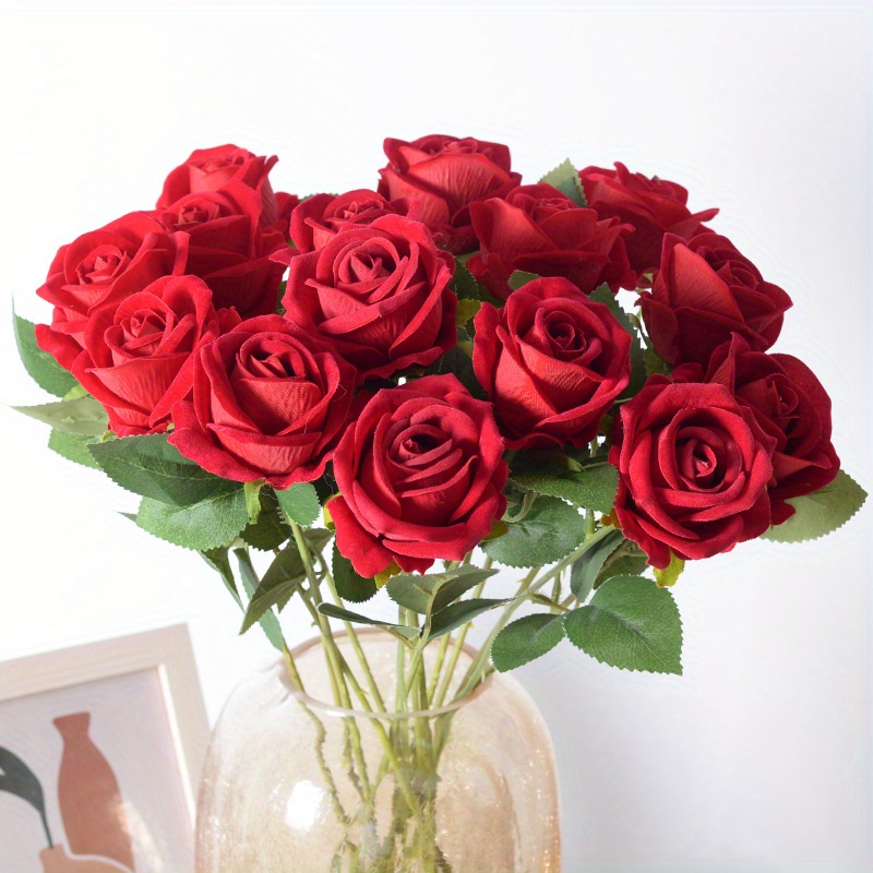 Realistic Artificial Rose Bouquet With Long Stem For Home, Wedding, And ...