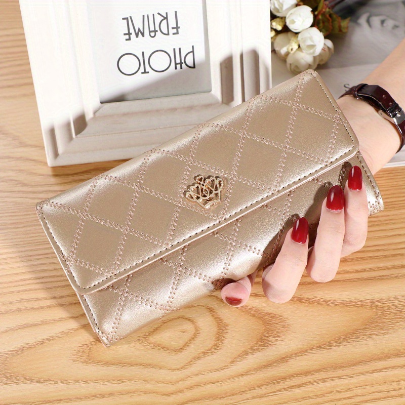 Elegant Crown Decor Trifold Wallet, Large Capacity Credit Card Holder,  Women's Versatile Clutch Purse & Money Clip - Temu