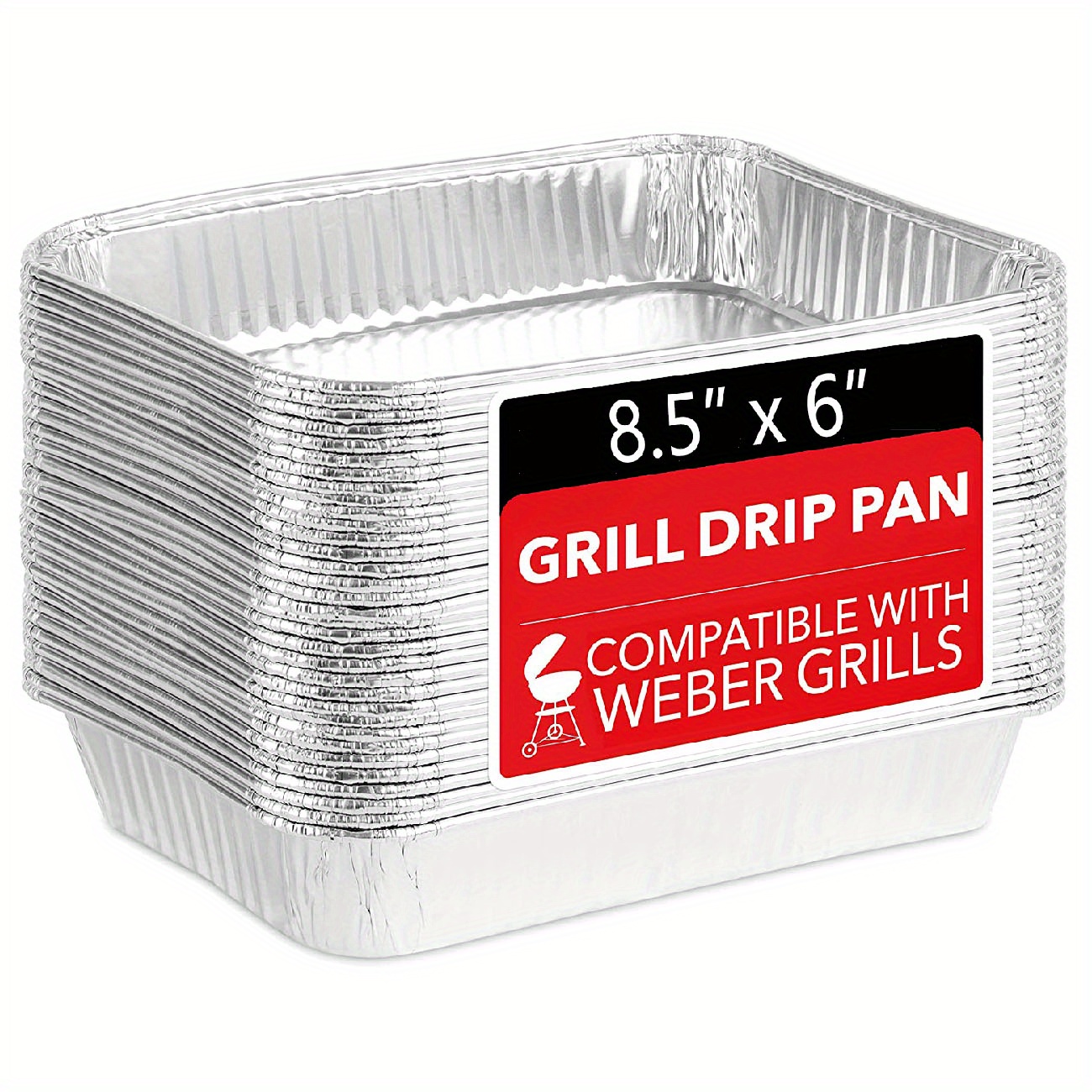 Aluminum Foil Grill Drip Pans -Bulk Pack of Durable Grill Trays Disposable  BBQ Grease Pans Compatible with Made Also Great for Baking, Roasting &  Cooking 