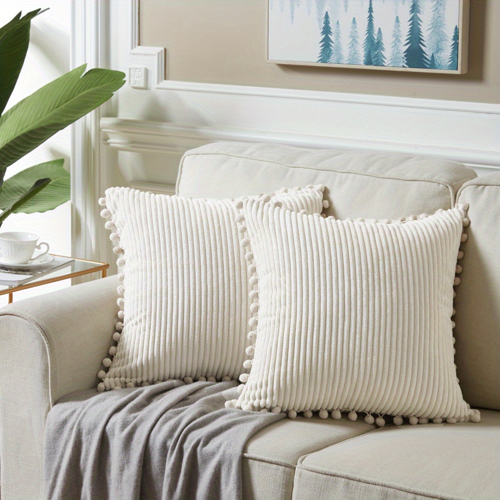 Set of 4 Cream Boho Throw Pillow Covers 18x18 Decorative Pillows