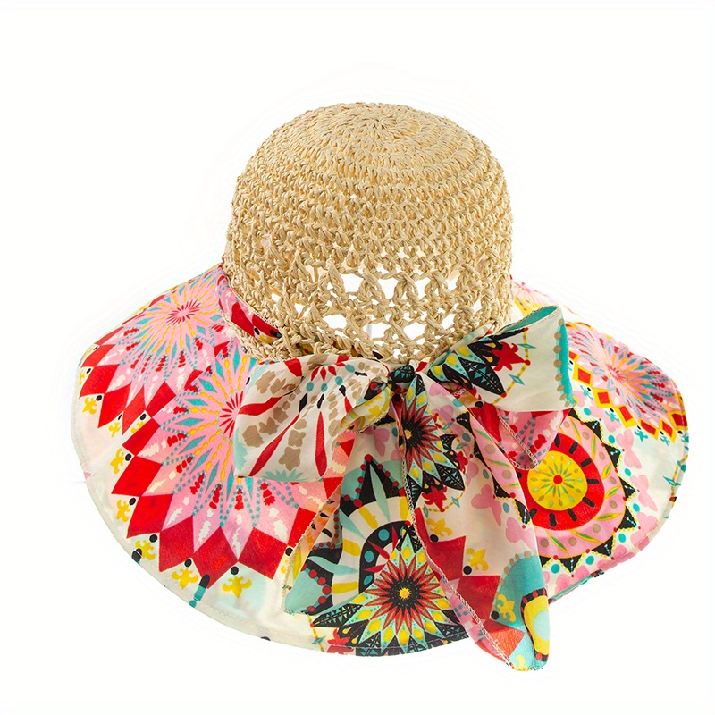Dropship Crochet Flower Woven Sun Hat; Elegant Hollow Sunscreen