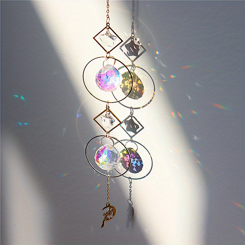 1 pièce Coloré Cristal Lune Suspendu Ornement , Perle Cristal Pendentif  Décoration Pour Domicile , Jardin , Fenêtre , Fête, Mode en ligne