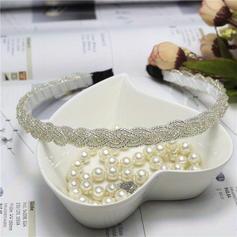 Retro Boho Beaded Hairband Solid Headband Hair Accessories for Women