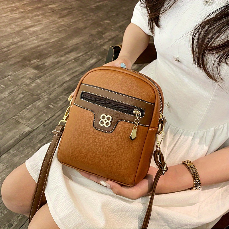 Letter Print Crossbody Bag Mini Pu Leather Square Purse Womens Daily  Shoulder Phone Bag, Save More With Clearance Deals