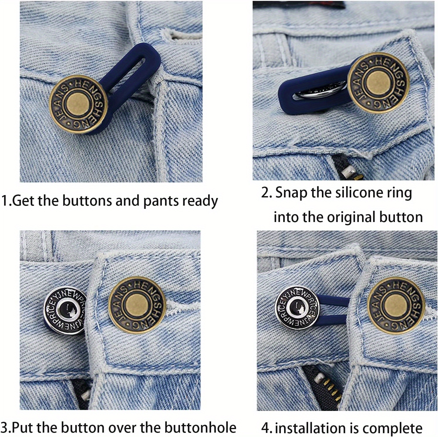 4pcs Pants Extender Button Waistband Extender Buttons For Jeans Collars ...