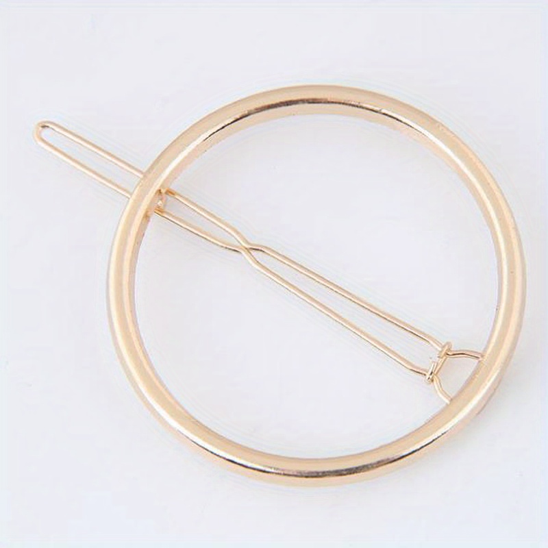 1pc Round Frame Hair Clip Minimalist Solid Hair Pin Alloy Headwear Non ...