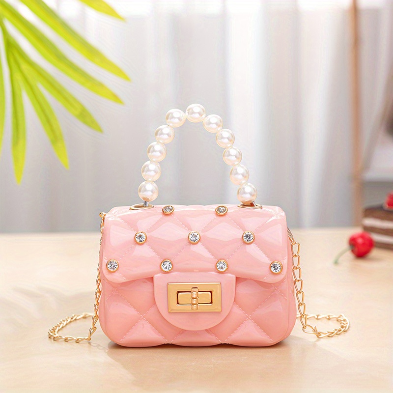 Mini Square Bag Faux Pearl Decor Chain Strap