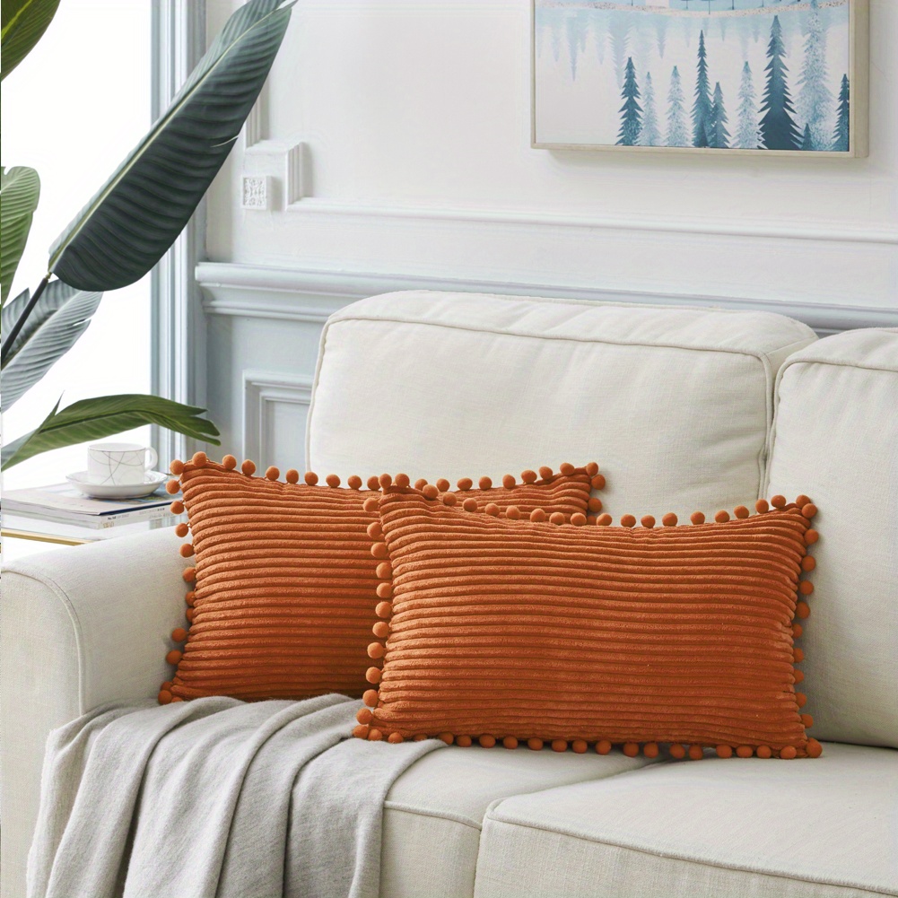 Burnt Orange Pillow Covers 18X18 Inch Set of 2 Modern Farmhouse