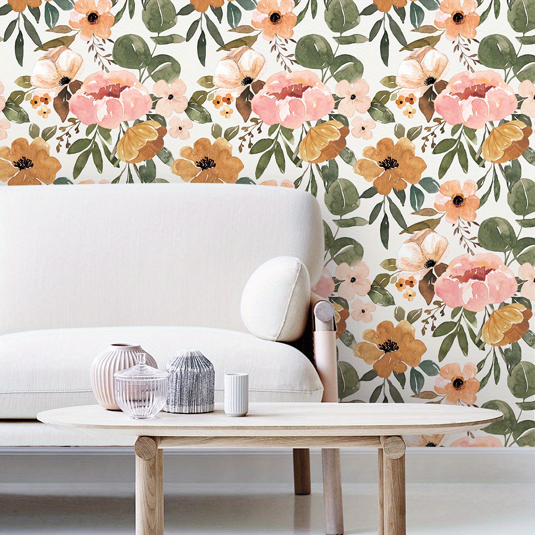 Bohemian Style Vintage Pastel Flower Wallpaper - Peel And Stick Floral ...