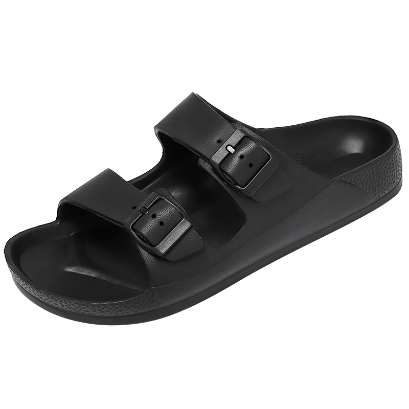 Anti Skid Double Buckle Rubber Flat Sandals Women Black in Nairobi Central  - Shoes, Toppline Kenya