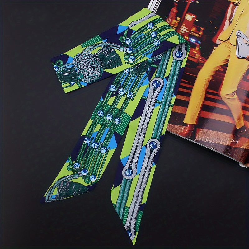 Vintage Pattern Silk Neckerchief Hair Ribbon Handbag Wrap