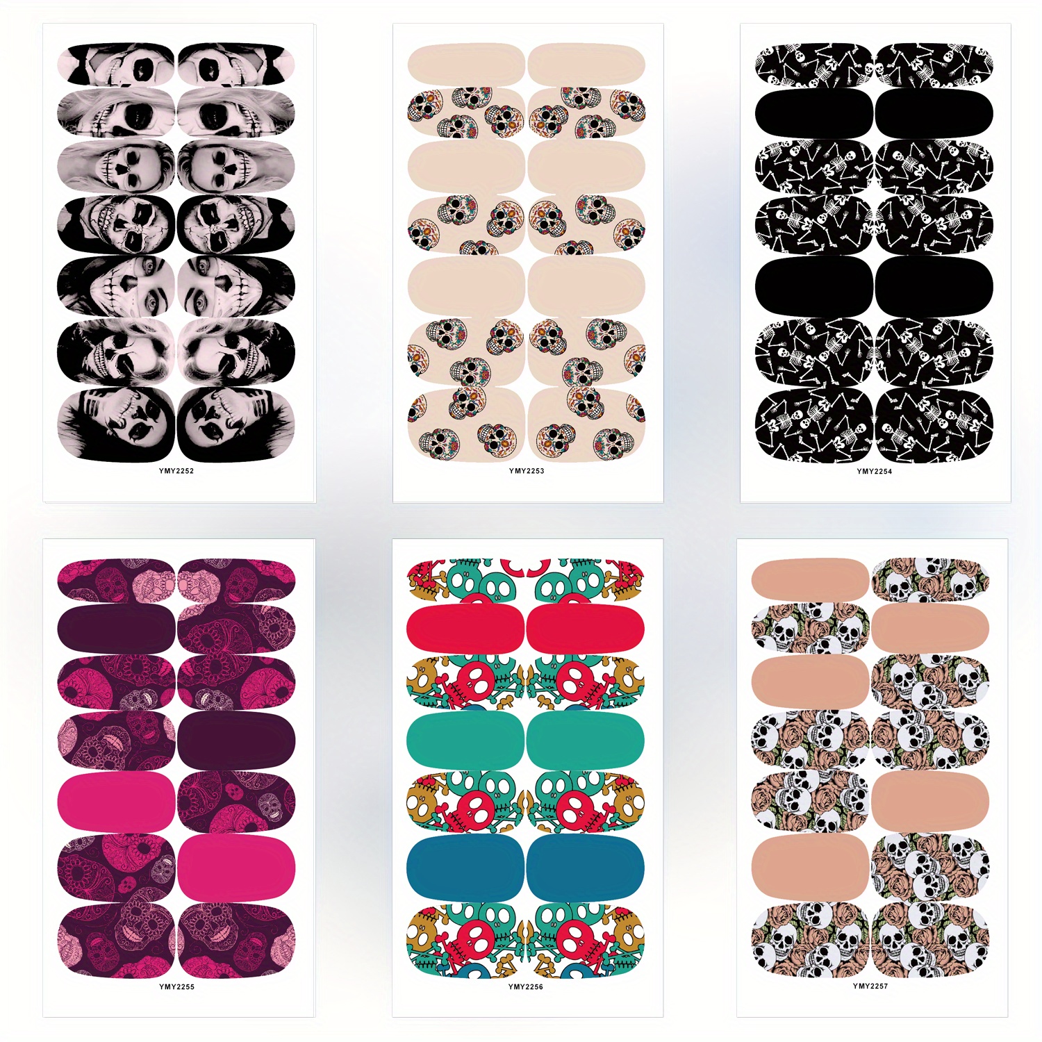 Halloween Skull Full Wrap Nail Stickers Gothic Art Full Temu