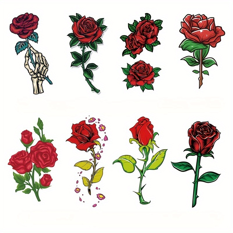 Beautiful Flower Printed Tattoo Stickers Easy And Painless Body Art