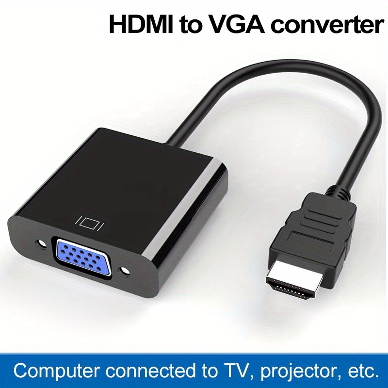  Adaptador HDMI a VGA, conector HDMI macho a VGA hembra,  conectores de computadora a monitor cable, para computadora, escritorio,  PC, monitor, proyector, HDTV, Chromebook, Raspberry Pi, Roku, PS4, Xbox  (negro, 1