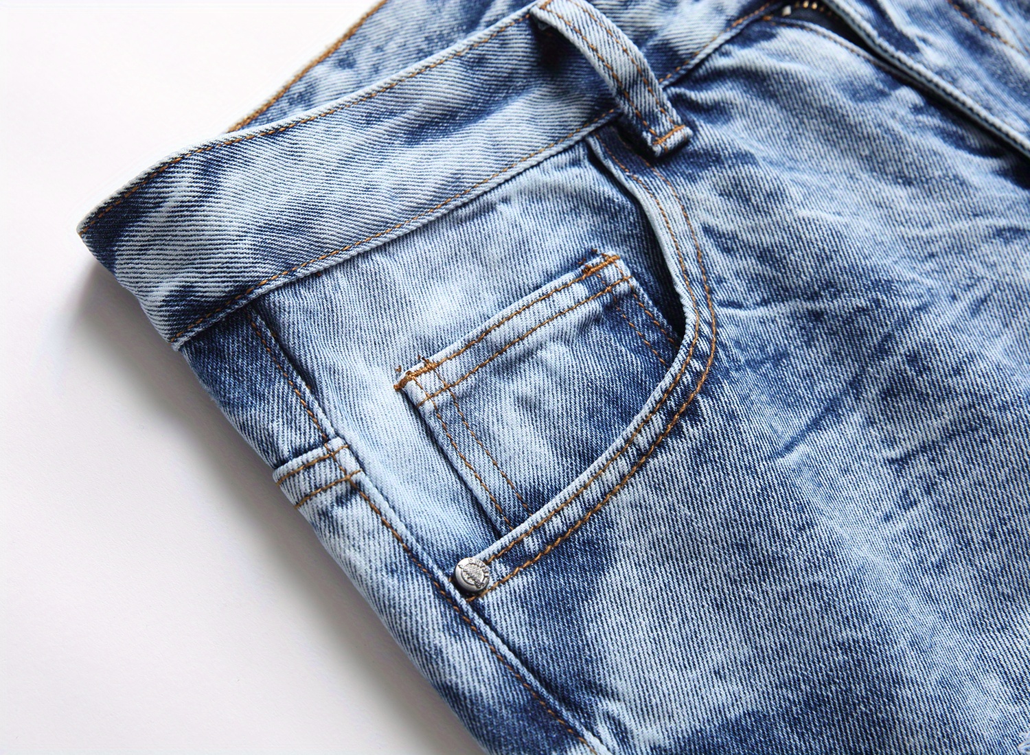 Jeans En Coton À Motif Teinture Déchirée Pantalon En Denim À