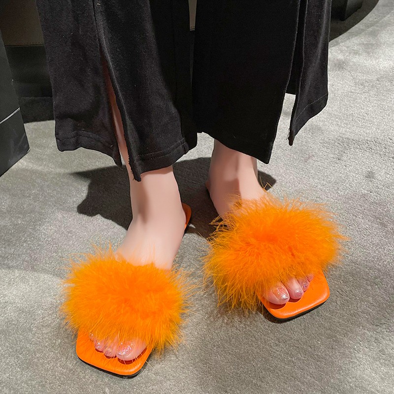 Orange sale fluffy slides