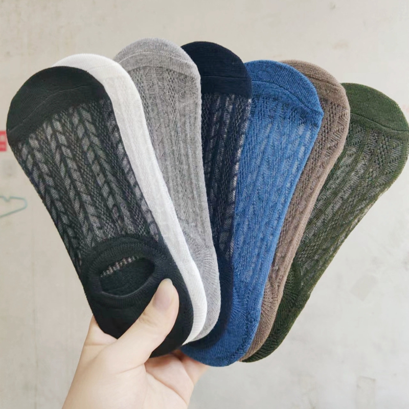 7 Pairs Men's Summer Thin Style Boat Socks, Comfortable Soft Ankle Socks