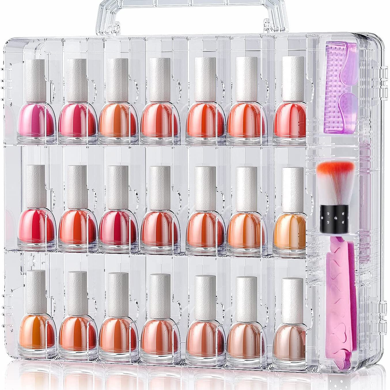 Makartt Nail Polish Organizer Gel Nail Polish Holder for 60 Bottles with  Large Separate Compartment Universal