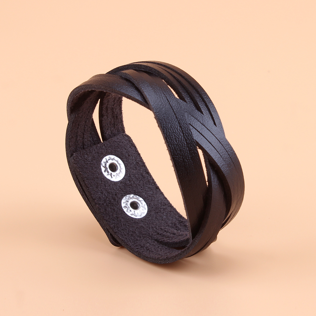 Simple Woven Fried Dough Twist Pu Leather Bracelet