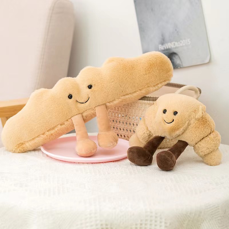 Cute Training Squeaky Plush Soft Croissant Bread Shaped Crinkly Chew Toy  Squeaker Bite Toys Sniffing Dog Toys CROISSANT BREAD 