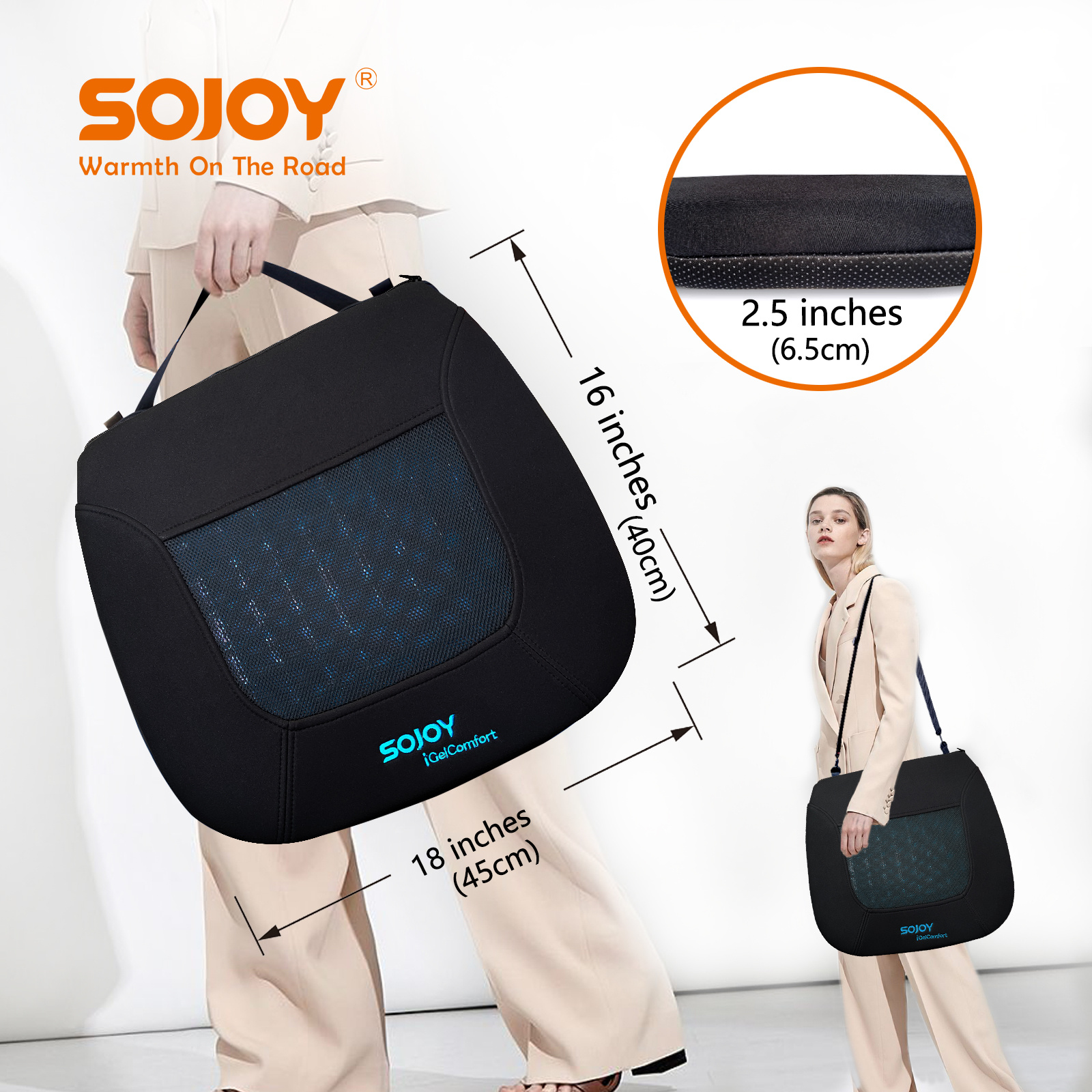 SOJOY Car Seat Cushion,Gel Memory Foam Booster Seat Cushion,Office Chair  Pad For Long Sitting And Driving,Hip Tailbone Pressure Pain Relief