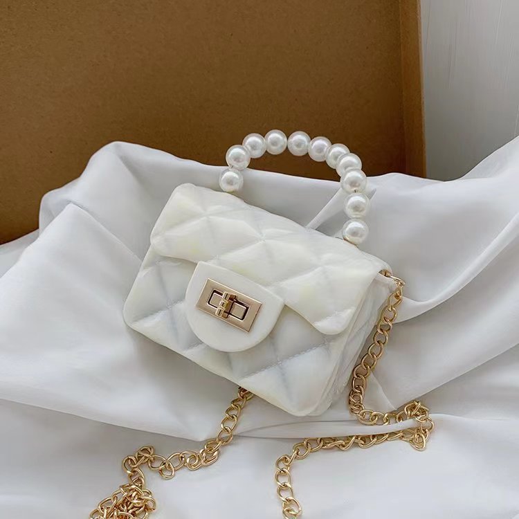 Mini Jelly Purse Mini Bag Golden Chain Faux Pearl Handbags - Temu