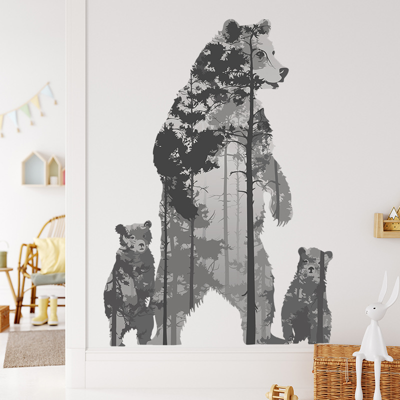 polar bear wall decal, mother bear sticker, bear cub sticker, arctic animal  decor, bear decal, nursery decor, kids room art