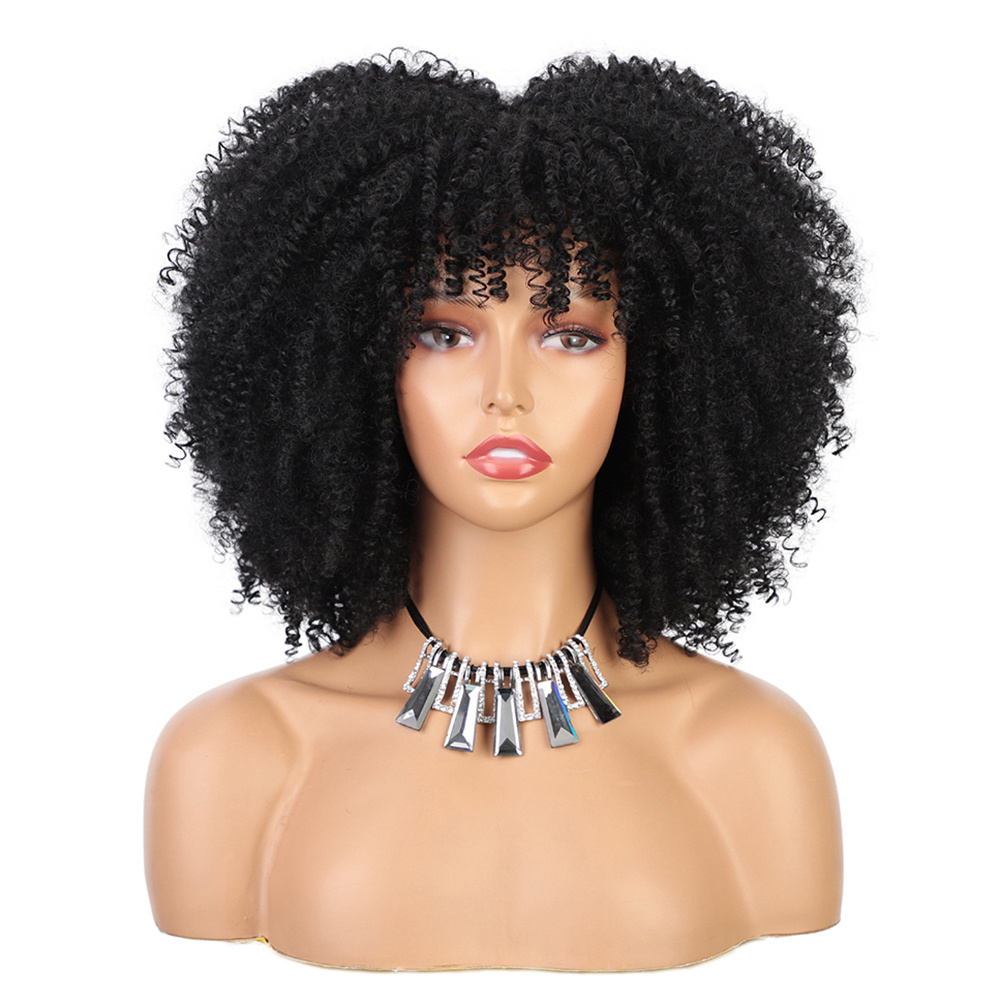 Short Curly Afro Wig Bangs Women Hair Wig Afro Temu