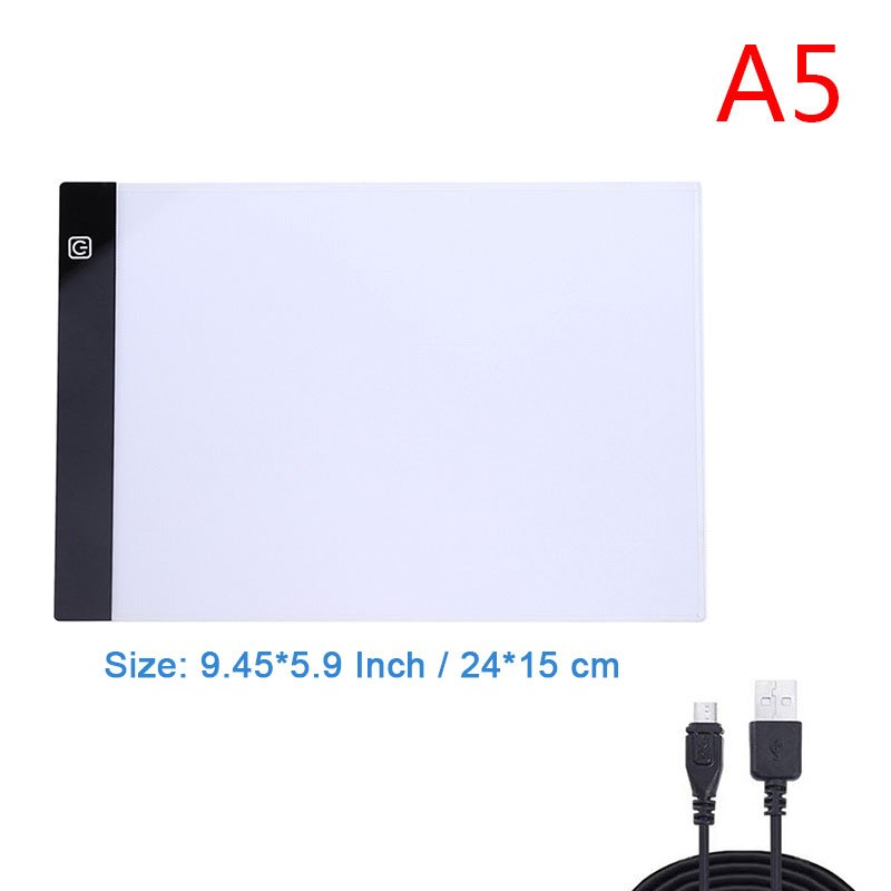 Portable A4 A3 LED Tracing Light Box with Scale,Art Light Pad Light Table  with Detachable Stand&4Clips,Adjustable Brightness,USB Power,Ultra-Thin  Copy Board for Diamond Painting Drawing Sketching