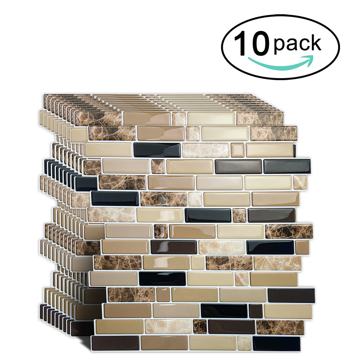 Peel and Stick Tile Sticker 3D Brick Wallpaper Self Adhesive Mosaic Tile 12  Pack