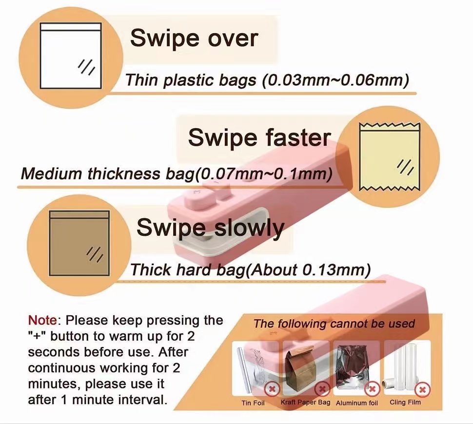 Food Bag Sealer 1 Portable Handheld Heat Seal Cutter Mini Temu New