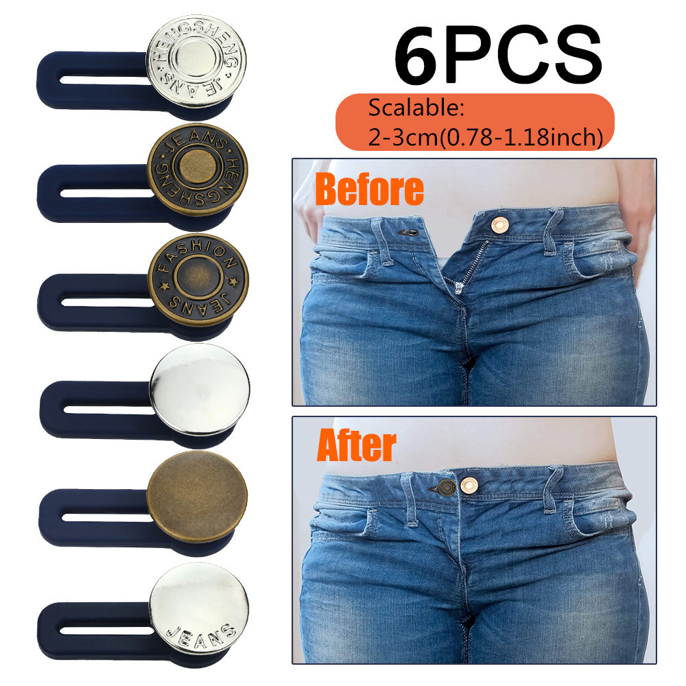 16 Pieces Jeans Waist Extender Jeans Pants Extender Blue Jean Button  Extender Waist Extender with Metal Button for Pants, Jeans, Trousers and  Skirt 