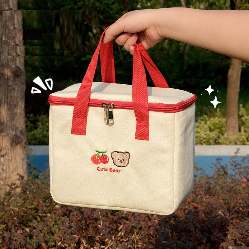 Cute Lunch Bag Women Girls Insulated Canvas Cooler Handbag - Temu