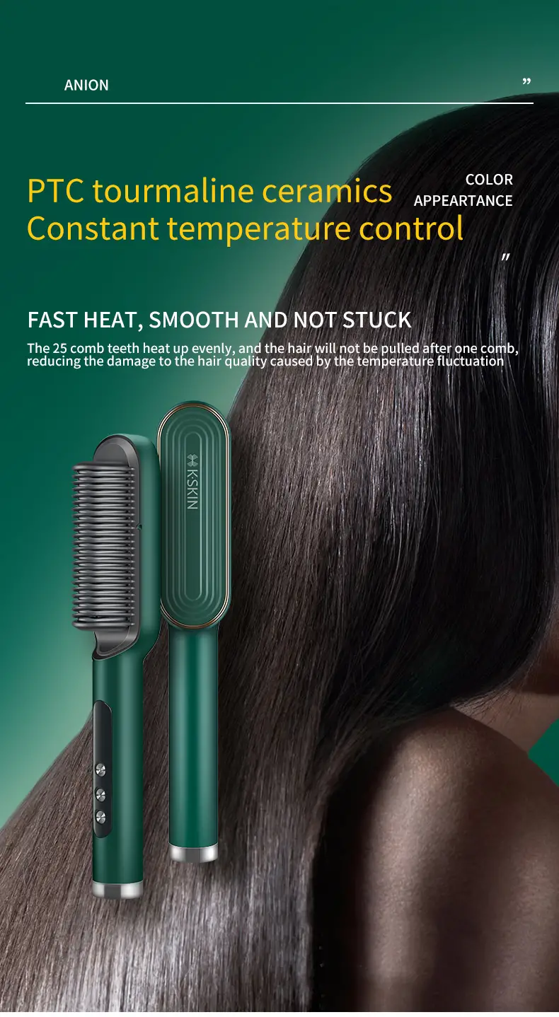 professional hair straightener 6 gear regulation ionic brush anti scald static hair straightener details 8