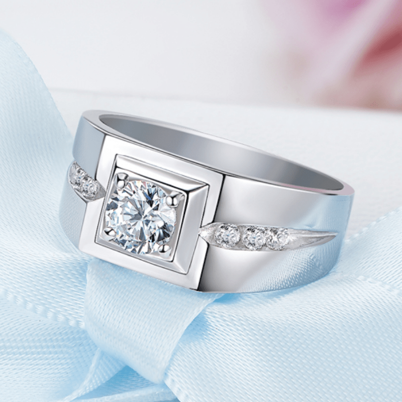 Moissanite 925 Sterling Silver Fashion Trend Men's Ring Temu