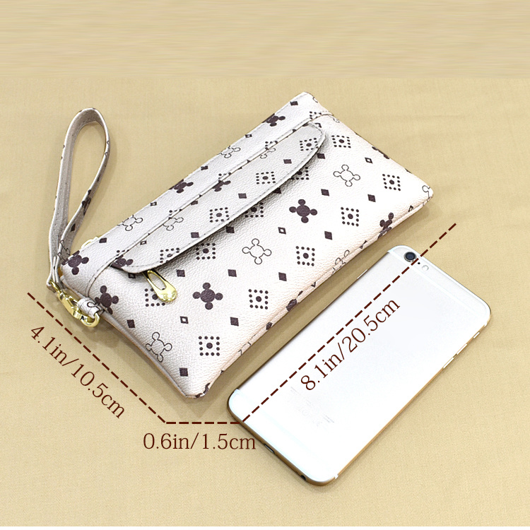 Small Printed Long Wallet, Fashion Faux Leather Clutch Purse