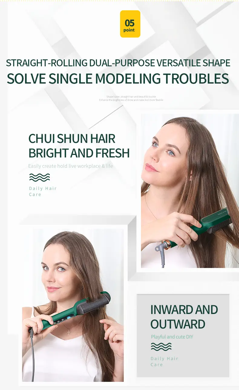 professional hair straightener 6 gear regulation ionic brush anti scald static hair straightener details 9