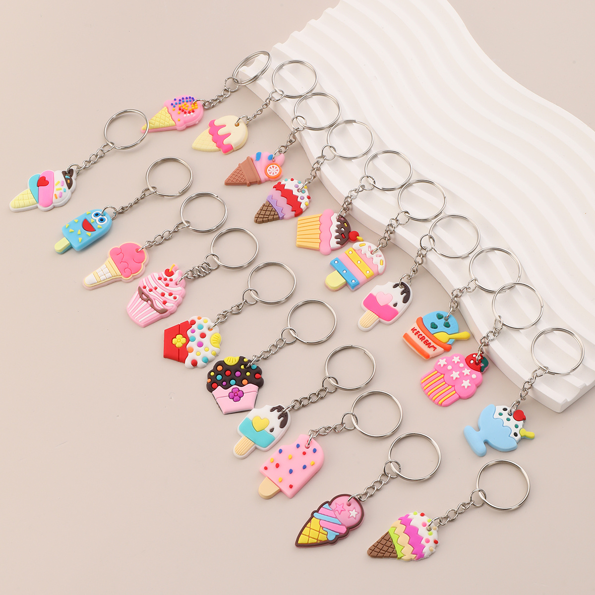 Pvc Ice Cream Keychain, Cute Cartoon Key Rings Party Favor Gift